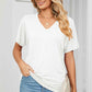 Ruched V-Neck Short Sleeve T-Shirt