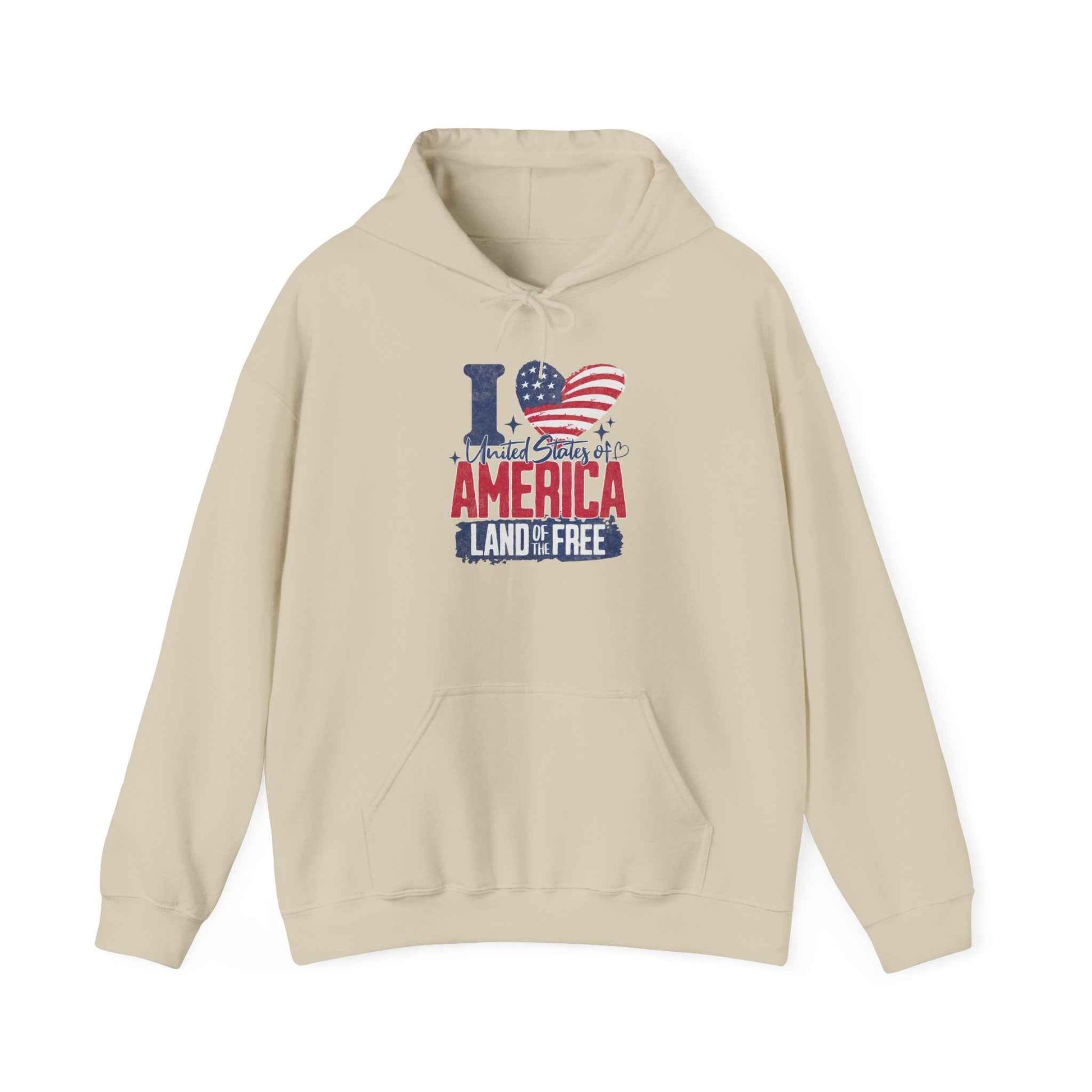 America Land of the Free Hoodie — I Love America Patriotic Flag Sweatshirt
