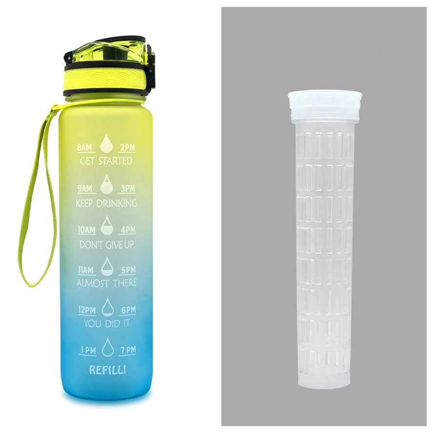 1L Motivational Tritan Water Bottle With Time Markers & Leakproof Design For Fitness & Sports