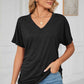 Ruched V-Neck Short Sleeve T-Shirt