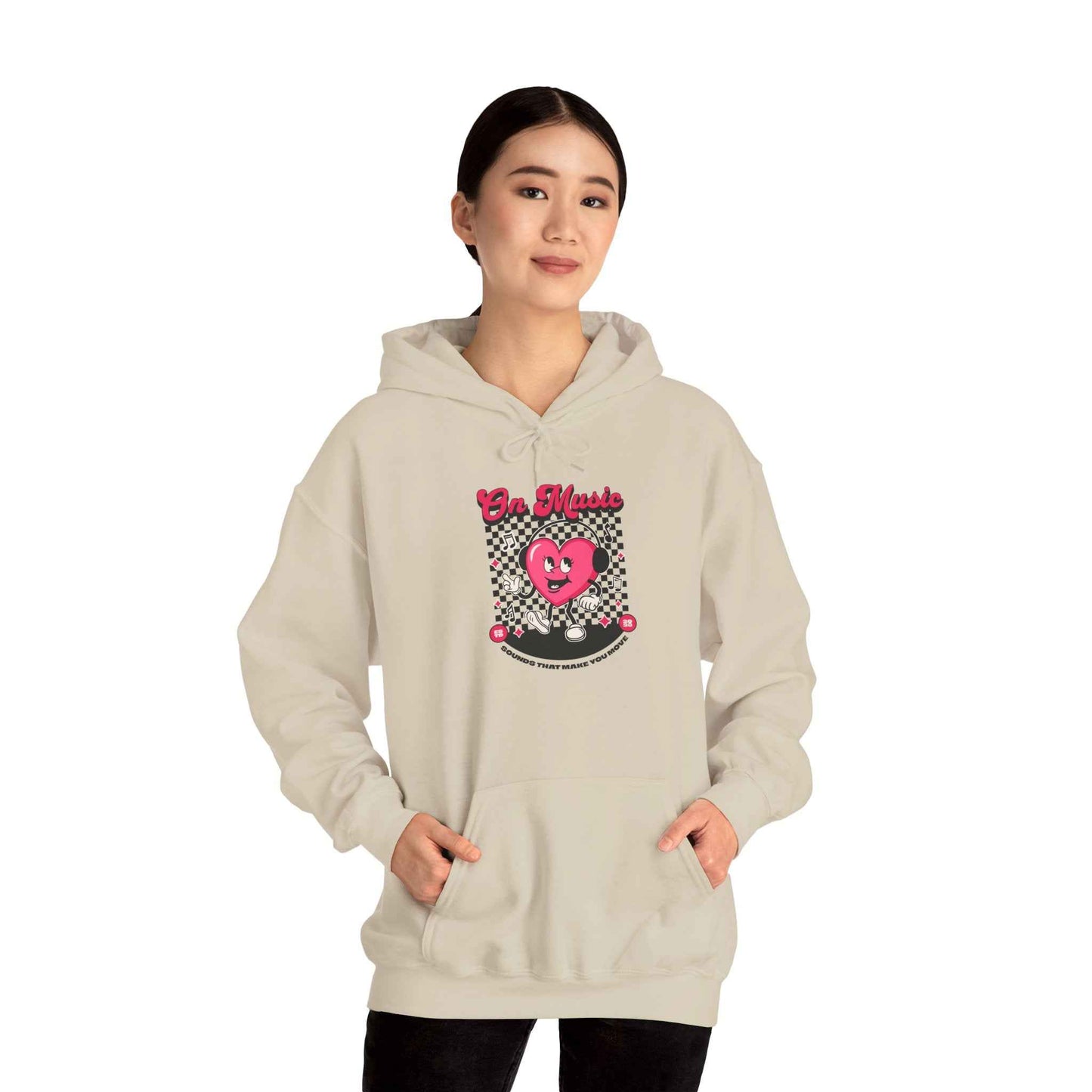 Be Moved Retro Heart Checkerboard Graphic Hoodie