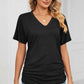 Ruched V-Neck Short Sleeve T-Shirt