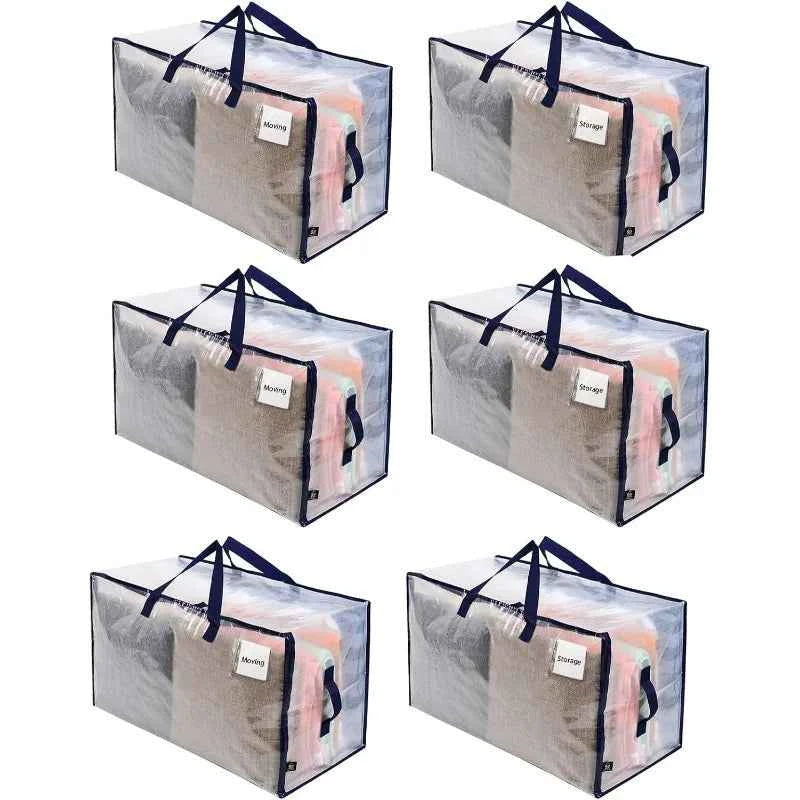 6 Pack Moving and Storage Bags, Heavy Duty, Alternative to Moving Boxes, Large Packing Totes Supplies for Colleg Dorm Room