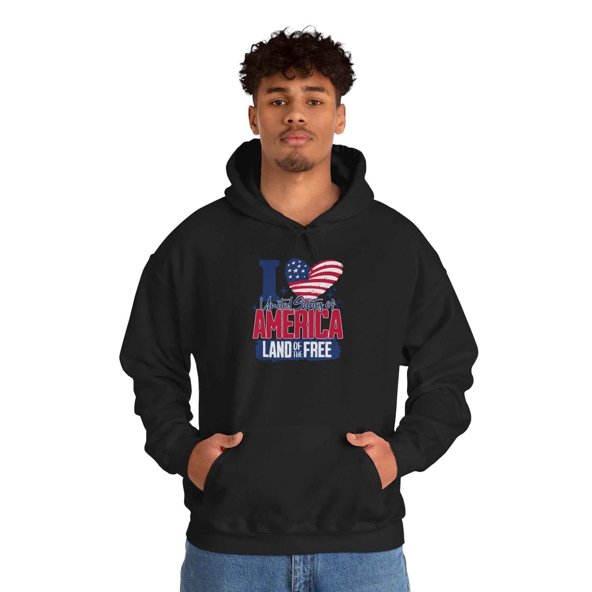 America Land of the Free Hoodie — I Love America Patriotic Flag Sweatshirt