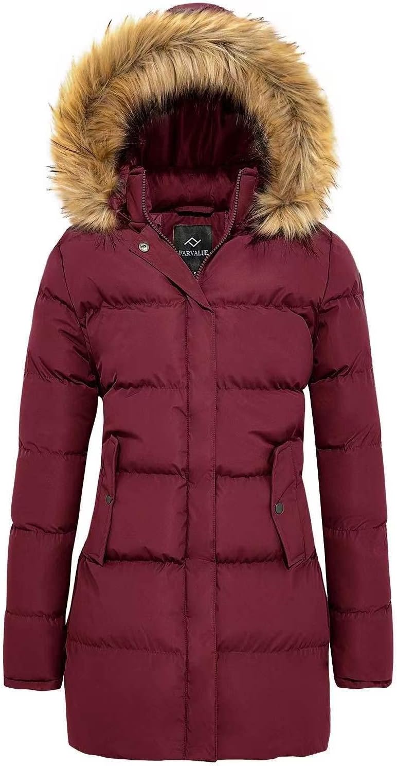 Zimonto - FARVALUE Women's Winter Coat Warm Parka Jacket Puffer Quilted Thicken Hooded Outerwear with Fur Trim Import Single ASIN Import Multiple ASIN ×Product customization General Description Gallery Reviews Variations Additional detail Down Jackets & Parkas