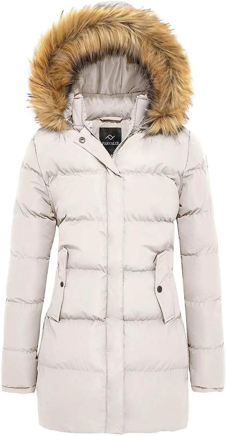 Zimonto - FARVALUE Women's Winter Coat Warm Parka Jacket Puffer Quilted Thicken Hooded Outerwear with Fur Trim Import Single ASIN Import Multiple ASIN ×Product customization General Description Gallery Reviews Variations Additional detail Down Jackets & Parkas