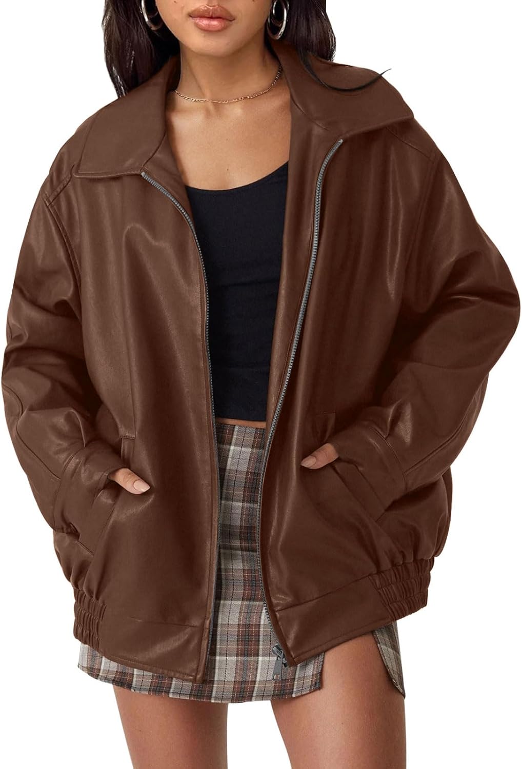 Zimonto - AUTOMET Womens Oversized Leather Jackets Faux Suede Fall Fashion Motorcycle Coats Winter Outfits Clothes Y2k Tops Import Single ASIN Import Multiple ASIN ×Product customization General Description Gallery Reviews Variations Addi Leather & Faux Leather