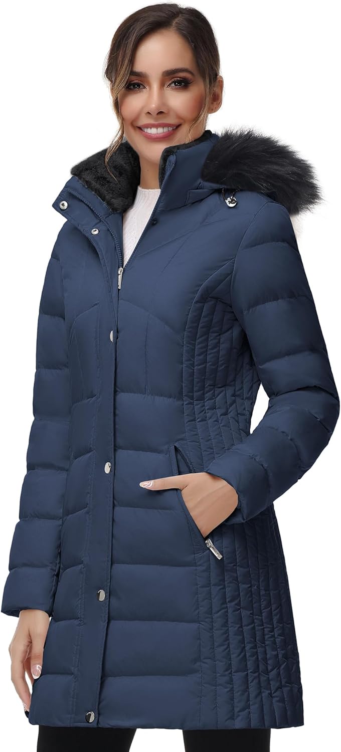 Zimonto - SLOW DOWN Women Winter Down Puffer Coat Warm Hooded Mid-Length Down Jacket for Women with Faux Fur Trim Hood and Pile Collar Import Single ASIN Import Multiple ASIN ×Product customization General Description Gallery Reviews Vari Down Jackets & Parkas