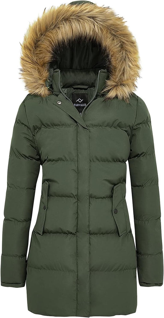 Zimonto - FARVALUE Women's Winter Coat Warm Parka Jacket Puffer Quilted Thicken Hooded Outerwear with Fur Trim Import Single ASIN Import Multiple ASIN ×Product customization General Description Gallery Reviews Variations Additional detail Down Jackets & Parkas