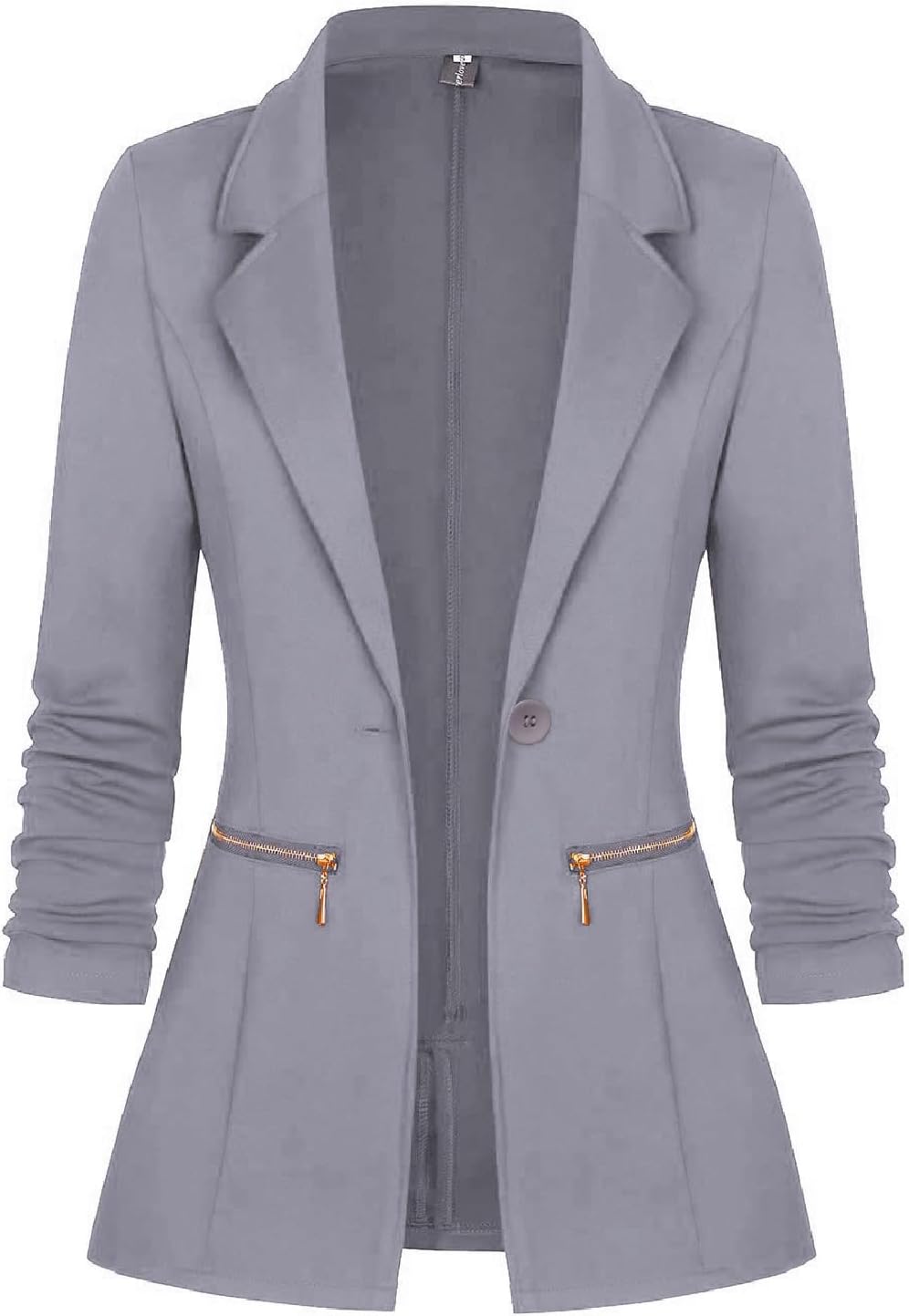 Zimonto - Genhoo Women's Long Sleeve Blazer Open Front Cardigan Jacket Work Office Blazer with Zipper Pockets S-3XL Import Single ASIN Import Multiple ASIN ×Product customization General Description Gallery Reviews Variations Additional d Blazers