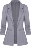 Zimonto - Genhoo Women's Long Sleeve Blazer Open Front Cardigan Jacket Work Office Blazer with Zipper Pockets S-3XL Import Single ASIN Import Multiple ASIN ×Product customization General Description Gallery Reviews Variations Additional d Blazers