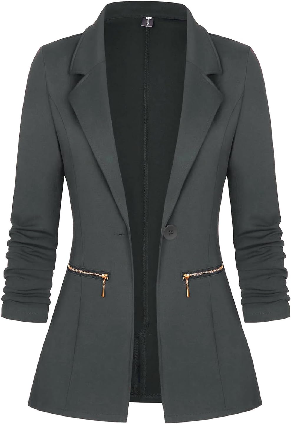 Zimonto - Genhoo Women's Long Sleeve Blazer Open Front Cardigan Jacket Work Office Blazer with Zipper Pockets S-3XL Import Single ASIN Import Multiple ASIN ×Product customization General Description Gallery Reviews Variations Additional d Blazers