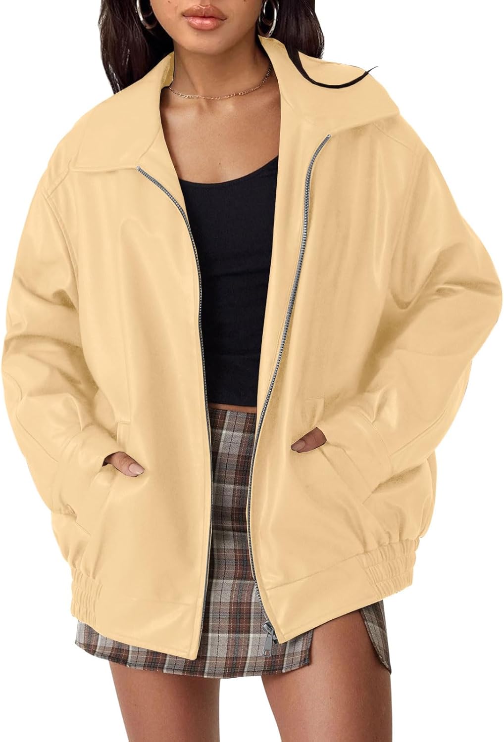 Zimonto - AUTOMET Womens Oversized Leather Jackets Faux Suede Fall Fashion Motorcycle Coats Winter Outfits Clothes Y2k Tops Import Single ASIN Import Multiple ASIN ×Product customization General Description Gallery Reviews Variations Addi Leather & Faux Leather