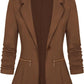 Zimonto - Genhoo Women's Long Sleeve Blazer Open Front Cardigan Jacket Work Office Blazer with Zipper Pockets S-3XL Import Single ASIN Import Multiple ASIN ×Product customization General Description Gallery Reviews Variations Additional d Blazers