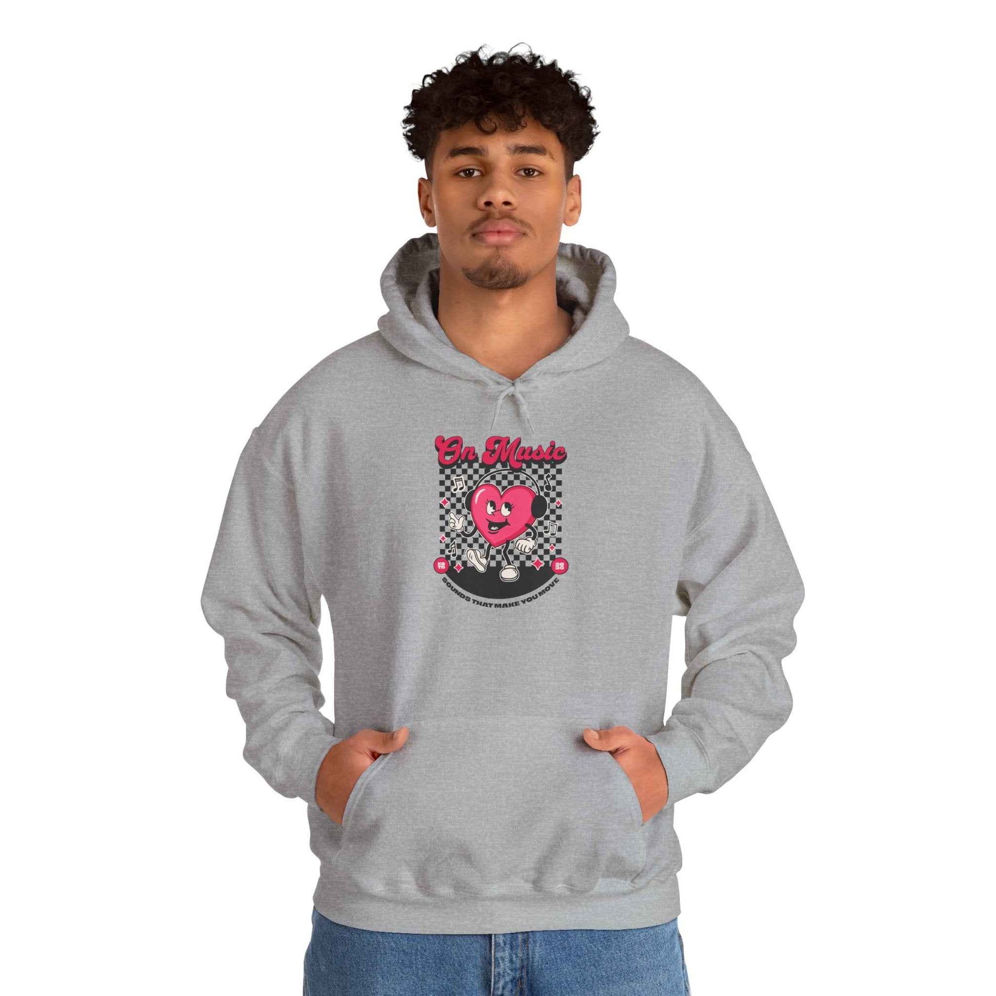 Be Moved Retro Heart Checkerboard Graphic Hoodie