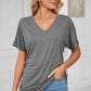 Ruched V-Neck Short Sleeve T-Shirt