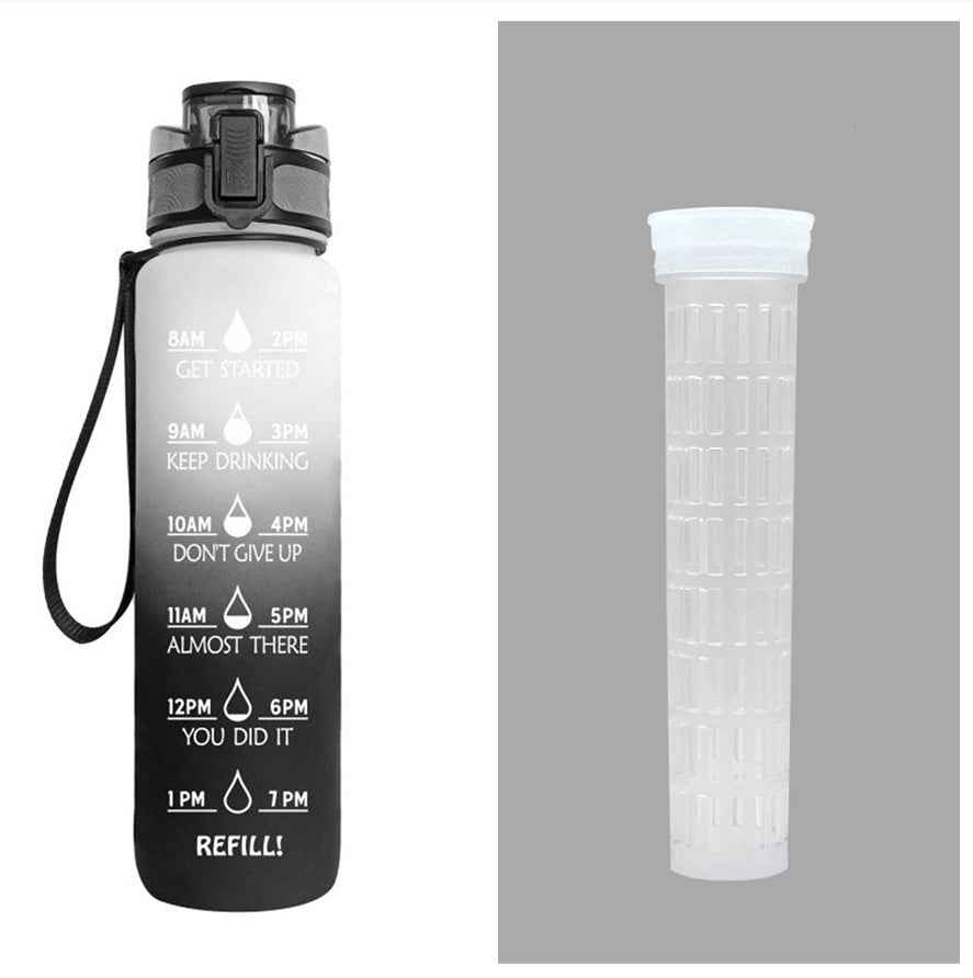 1L Motivational Tritan Water Bottle With Time Markers & Leakproof Design For Fitness & Sports