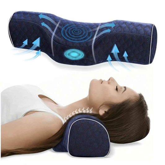 Neck Support Pillow Medium Soft Blue Washable Sleep Relief
