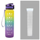 1L Motivational Tritan Water Bottle With Time Markers & Leakproof Design For Fitness & Sports