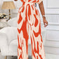 Printed V-Neck Short Sleeve Wide Leg Jumpsuit