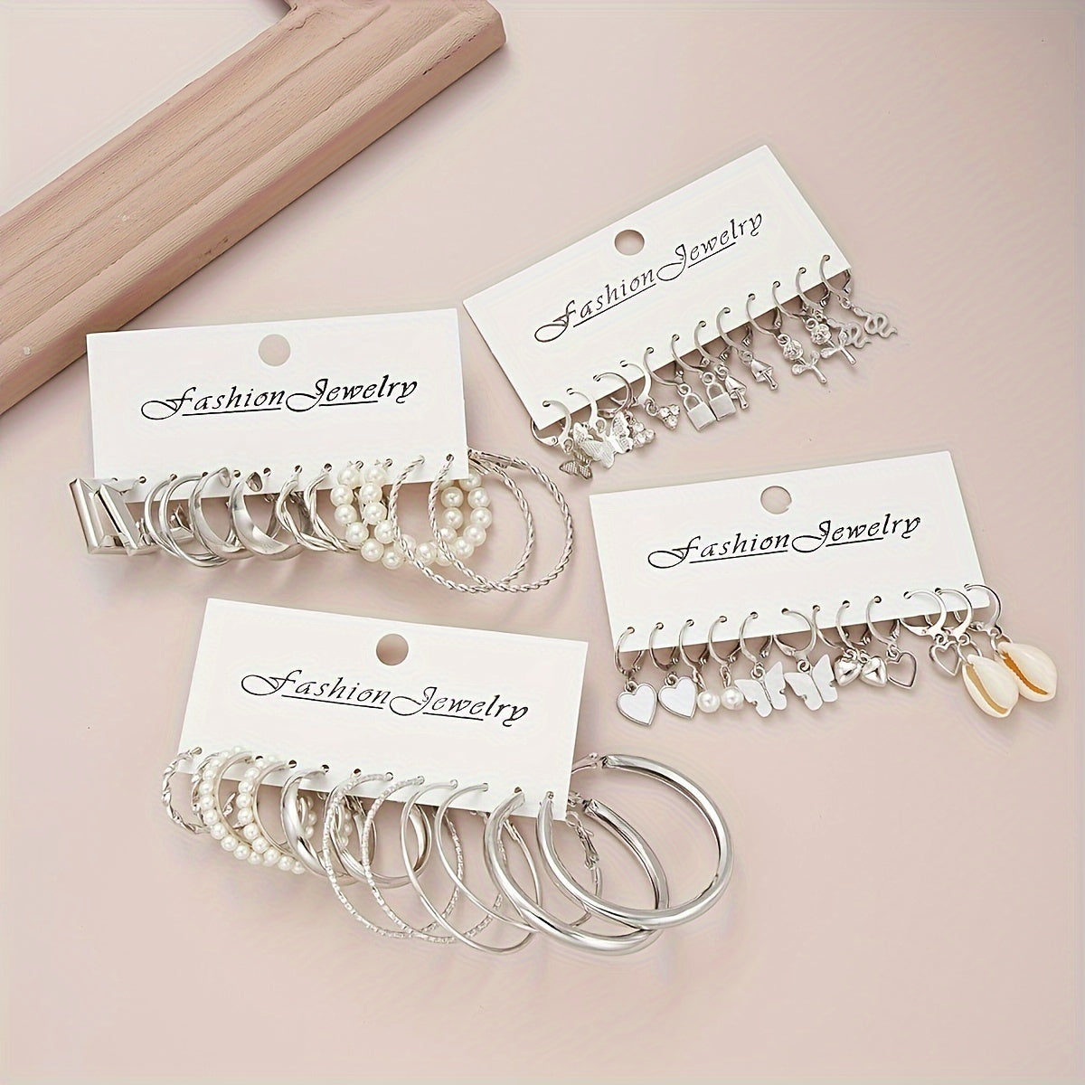 Zimonto - A Set Of 108 Elegant And Simple Imitation Pearl Geometric Heart Butterfly Star Stackable Rings, Earrings, Ear Studs, Necklaces, Bracelets, Fashionable Jewelry For Ladies, Suitable For Daily Wear, Parties, Vacations, Dates, And Holidays As Gifts (without B