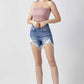 RISEN Raw Hem Asymmetrical Waist Denim Shorts