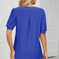 Eyelet Notched Short Sleeve T-Shirt