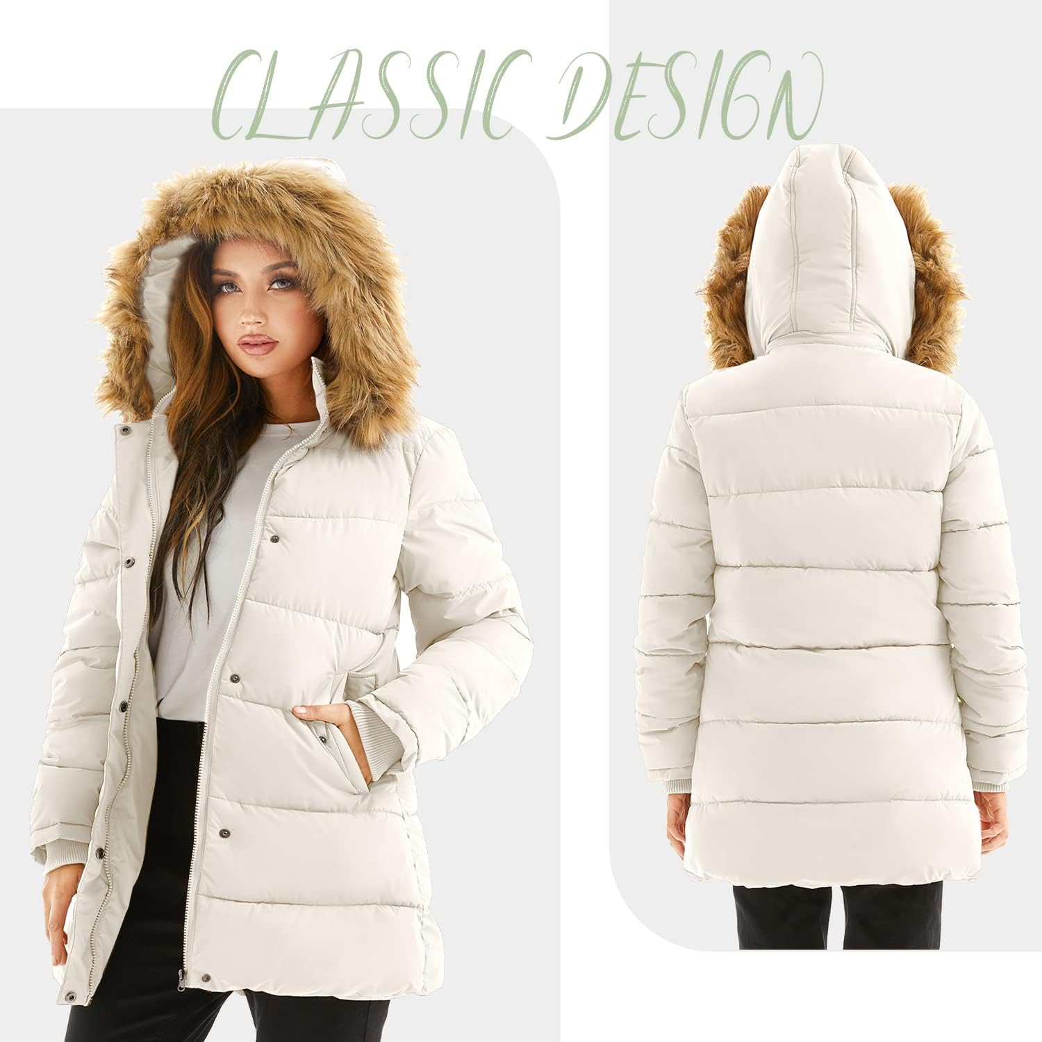 Zimonto - FARVALUE Women's Winter Coat Warm Parka Jacket Puffer Quilted Thicken Hooded Outerwear with Fur Trim Import Single ASIN Import Multiple ASIN ×Product customization General Description Gallery Reviews Variations Additional detail Down Jackets & Parkas