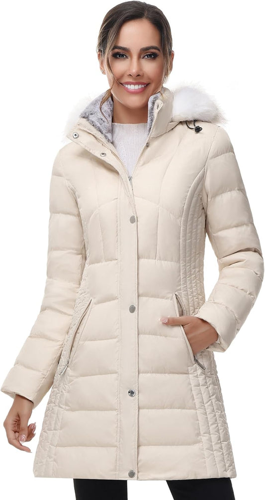 Zimonto - SLOW DOWN Women Winter Down Puffer Coat Warm Hooded Mid-Length Down Jacket for Women with Faux Fur Trim Hood and Pile Collar Import Single ASIN Import Multiple ASIN ×Product customization General Description Gallery Reviews Vari Down Jackets & Parkas