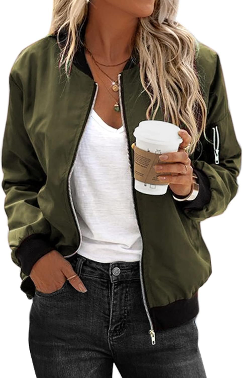 Zimonto - Zeagoo Women's Bomber Jacket Casual Coat Zip Up Outerwear Windbreaker with Pockets S-XXL Import Single ASIN Import Multiple ASIN ×Product customization General Description Gallery Reviews Variations Additional details Product Ta Casual Jackets