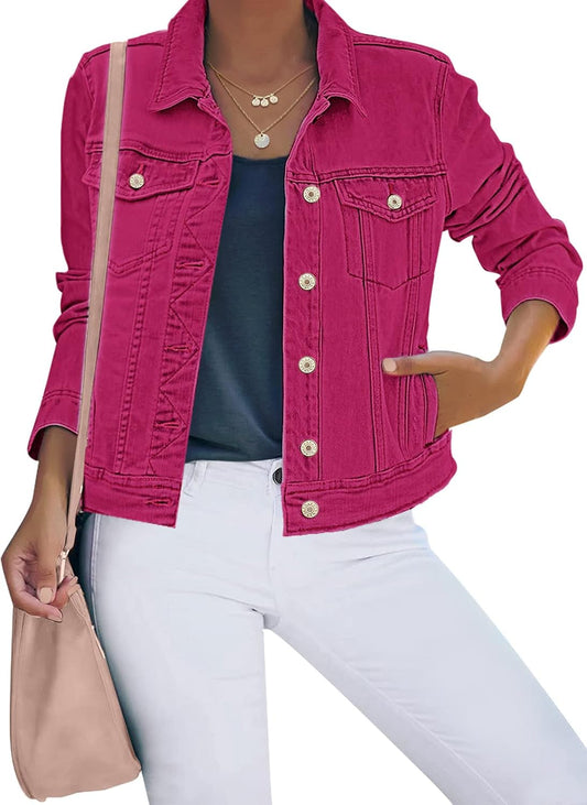 Zimonto - luvamia Women's Basic Button Down Stretch Fitted Long Sleeves Denim Jean Jacket Import Single ASIN Import Multiple ASIN ×Product customization General Description Gallery Reviews Variations Additional details Product Tags A Casual Jackets