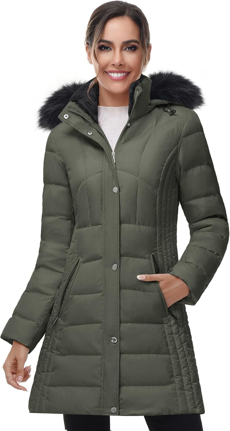 Zimonto - SLOW DOWN Women Winter Down Puffer Coat Warm Hooded Mid-Length Down Jacket for Women with Faux Fur Trim Hood and Pile Collar Import Single ASIN Import Multiple ASIN ×Product customization General Description Gallery Reviews Vari Down Jackets & Parkas