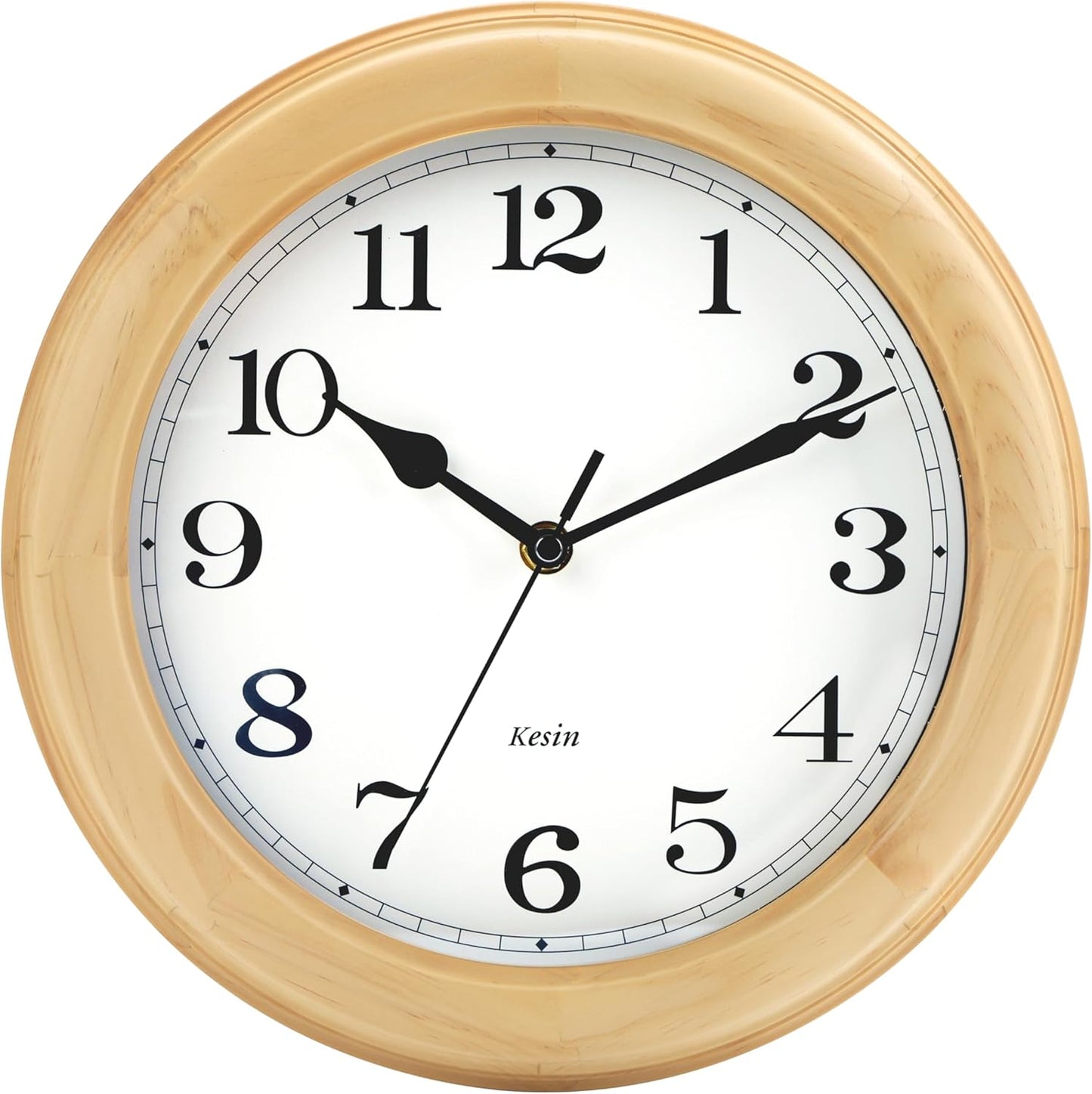 Zimonto - Wooden Wall Clock with Retro Design, 11 Inches Round Wall Clock Battery Operated Silent Non-Ticking, Big Arabic Numerals, for Kitchen Living Room Classroom Gym and Pool, Brown Import Single ASIN Import Multiple ASIN ×Product customization Wall Clocks