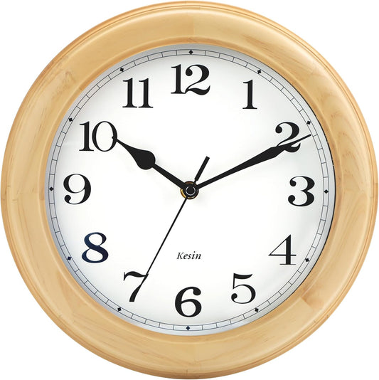 Zimonto - Wooden Wall Clock with Retro Design, 11 Inches Round Wall Clock Battery Operated Silent Non-Ticking, Big Arabic Numerals, for Kitchen Living Room Classroom Gym and Pool, Brown Import Single ASIN Import Multiple ASIN ×Product customization Wall Clocks