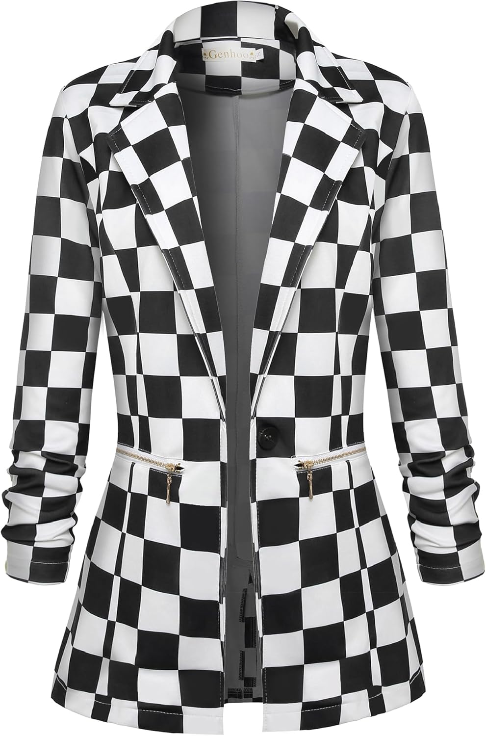 Zimonto - Genhoo Women's Long Sleeve Blazer Open Front Cardigan Jacket Work Office Blazer with Zipper Pockets S-3XL Import Single ASIN Import Multiple ASIN ×Product customization General Description Gallery Reviews Variations Additional d Blazers