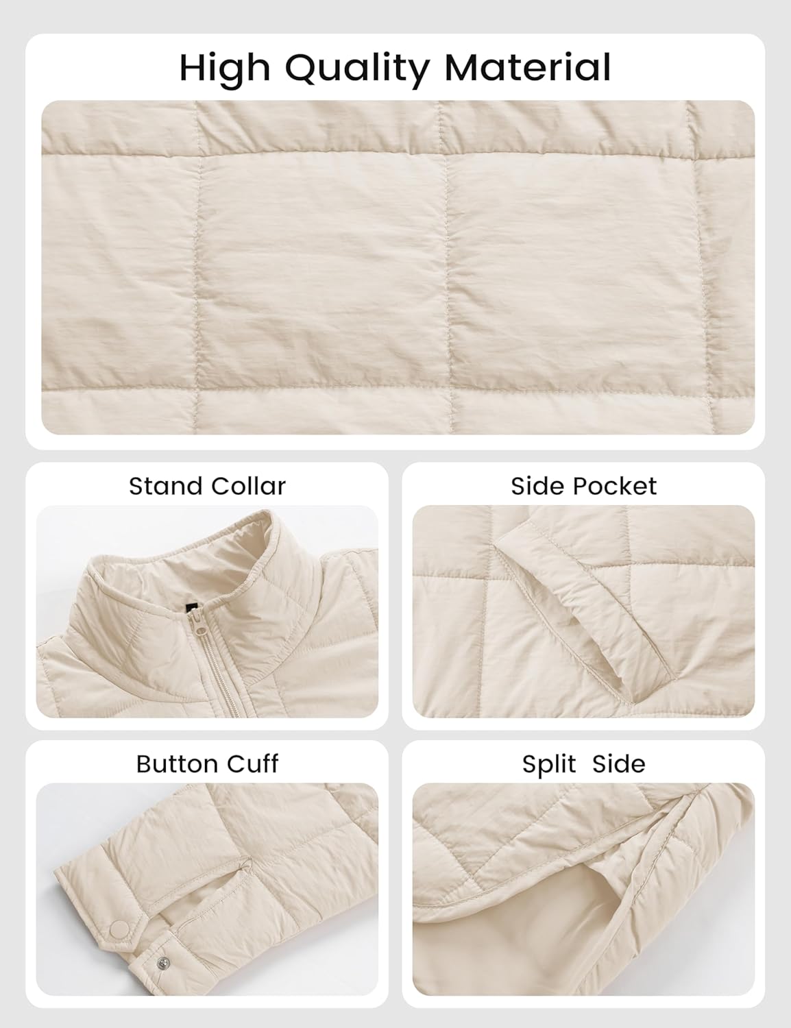 Zimonto - Omoone Women's Quilted Puffer Jacket Zip Up Oversized Lightweight Padded Down Coat Outerwear Import Single ASIN Import Multiple ASIN ×Product customization General Description Gallery Reviews Variations Additional details Produc Quilted Lightweight Jackets