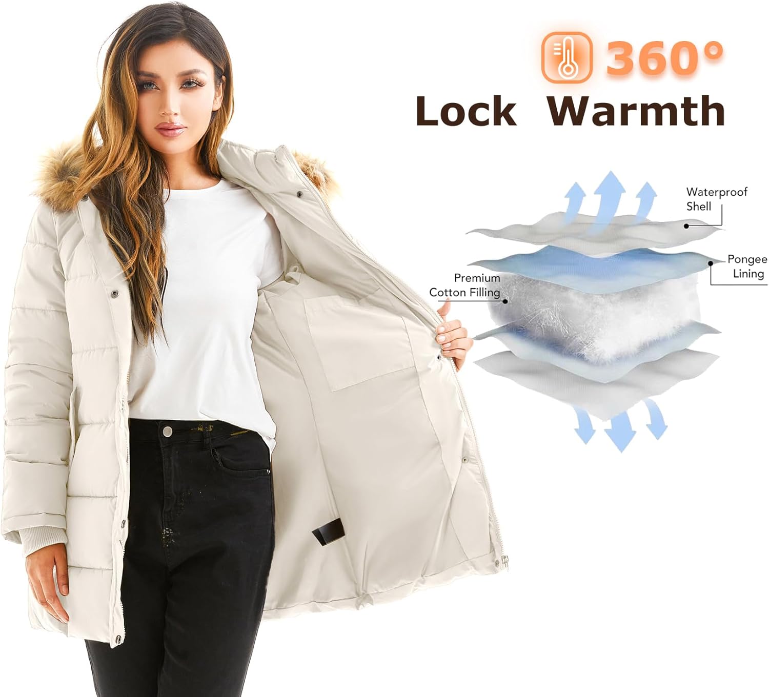 Zimonto - FARVALUE Women's Winter Coat Warm Parka Jacket Puffer Quilted Thicken Hooded Outerwear with Fur Trim Import Single ASIN Import Multiple ASIN ×Product customization General Description Gallery Reviews Variations Additional detail Down Jackets & Parkas