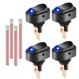 12V Blue LED Lighted Rocker Switch, LED Illuminated ON Off Toggle Switch 30A 3Pin SPST Oval Shaped Switch 12mm Hole for Car Truck RV Motorcycles Marine Boats, 4 PCS