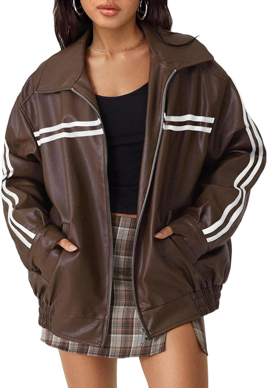 Zimonto - Trendy Queen Leather Jackets Women Oversized Faux Motorcycle Bomber Jackets Coats Fall Winter Outfits Fashion Clothes 2025 Import Single ASIN Import Multiple ASIN ×Product customization General Description Gallery Reviews Variat Leather & Faux Leather