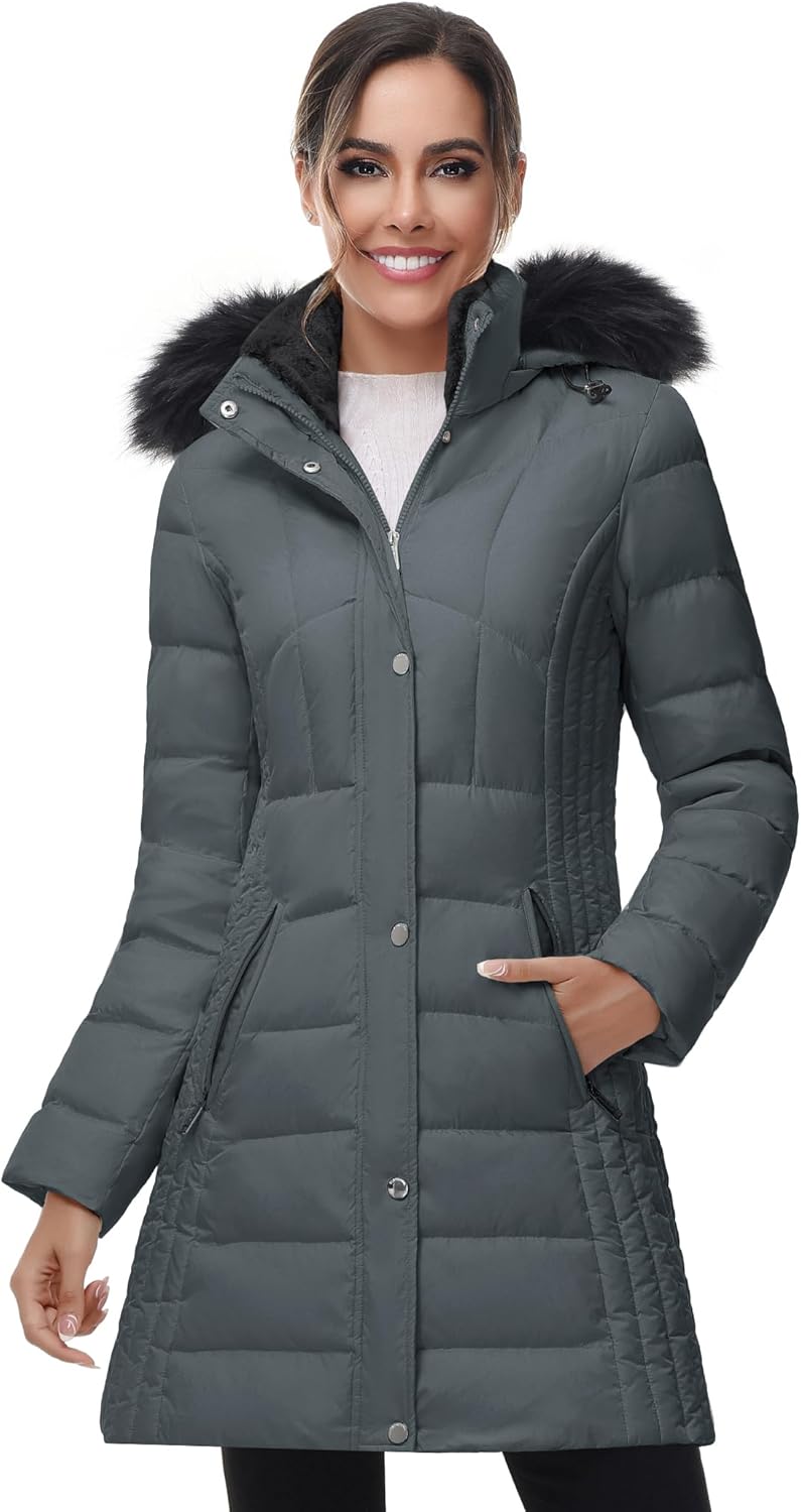 Zimonto - SLOW DOWN Women Winter Down Puffer Coat Warm Hooded Mid-Length Down Jacket for Women with Faux Fur Trim Hood and Pile Collar Import Single ASIN Import Multiple ASIN ×Product customization General Description Gallery Reviews Vari Down Jackets & Parkas