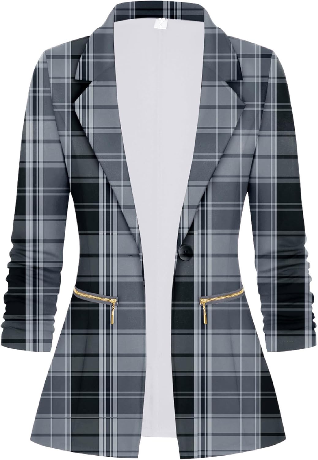 Zimonto - Genhoo Women's Long Sleeve Blazer Open Front Cardigan Jacket Work Office Blazer with Zipper Pockets S-3XL Import Single ASIN Import Multiple ASIN ×Product customization General Description Gallery Reviews Variations Additional d Blazers