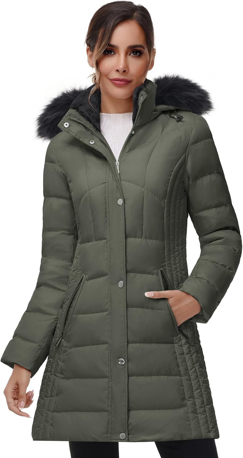 Zimonto - SLOW DOWN Women Winter Down Puffer Coat Warm Hooded Mid-Length Down Jacket for Women with Faux Fur Trim Hood and Pile Collar Import Single ASIN Import Multiple ASIN ×Product customization General Description Gallery Reviews Vari Down Jackets & Parkas