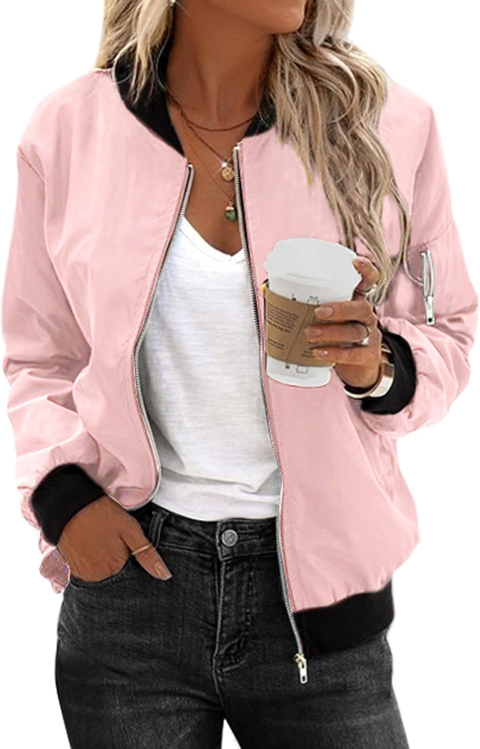 Zimonto - Zeagoo Women's Bomber Jacket Casual Coat Zip Up Outerwear Windbreaker with Pockets S-XXL Import Single ASIN Import Multiple ASIN ×Product customization General Description Gallery Reviews Variations Additional details Product Ta Casual Jackets
