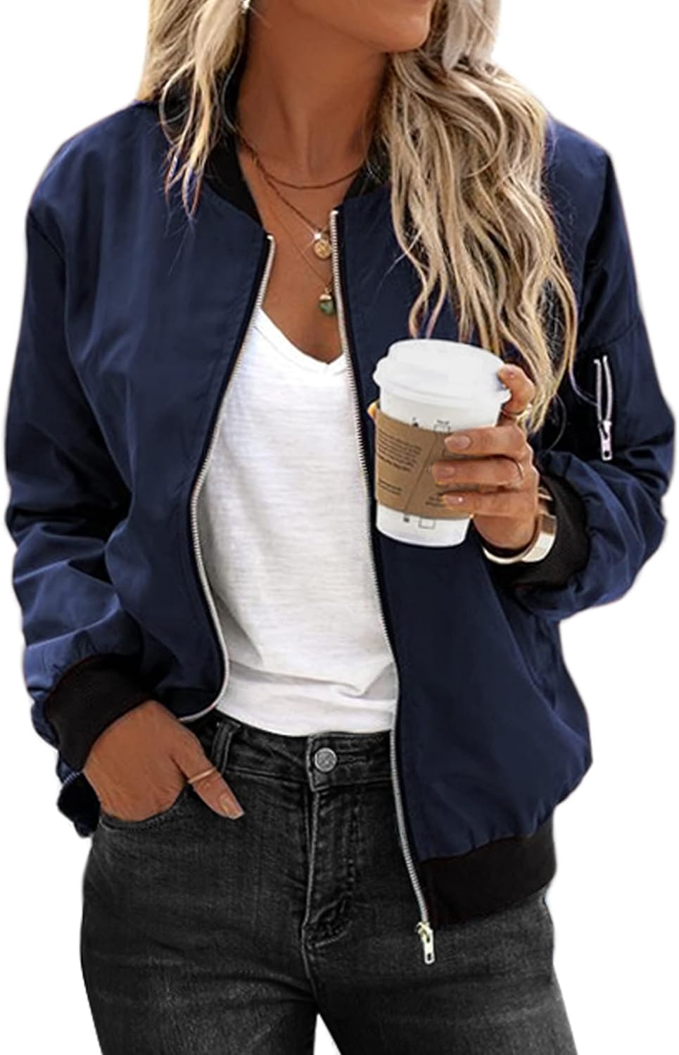 Zimonto - Zeagoo Women's Bomber Jacket Casual Coat Zip Up Outerwear Windbreaker with Pockets S-XXL Import Single ASIN Import Multiple ASIN ×Product customization General Description Gallery Reviews Variations Additional details Product Ta Casual Jackets