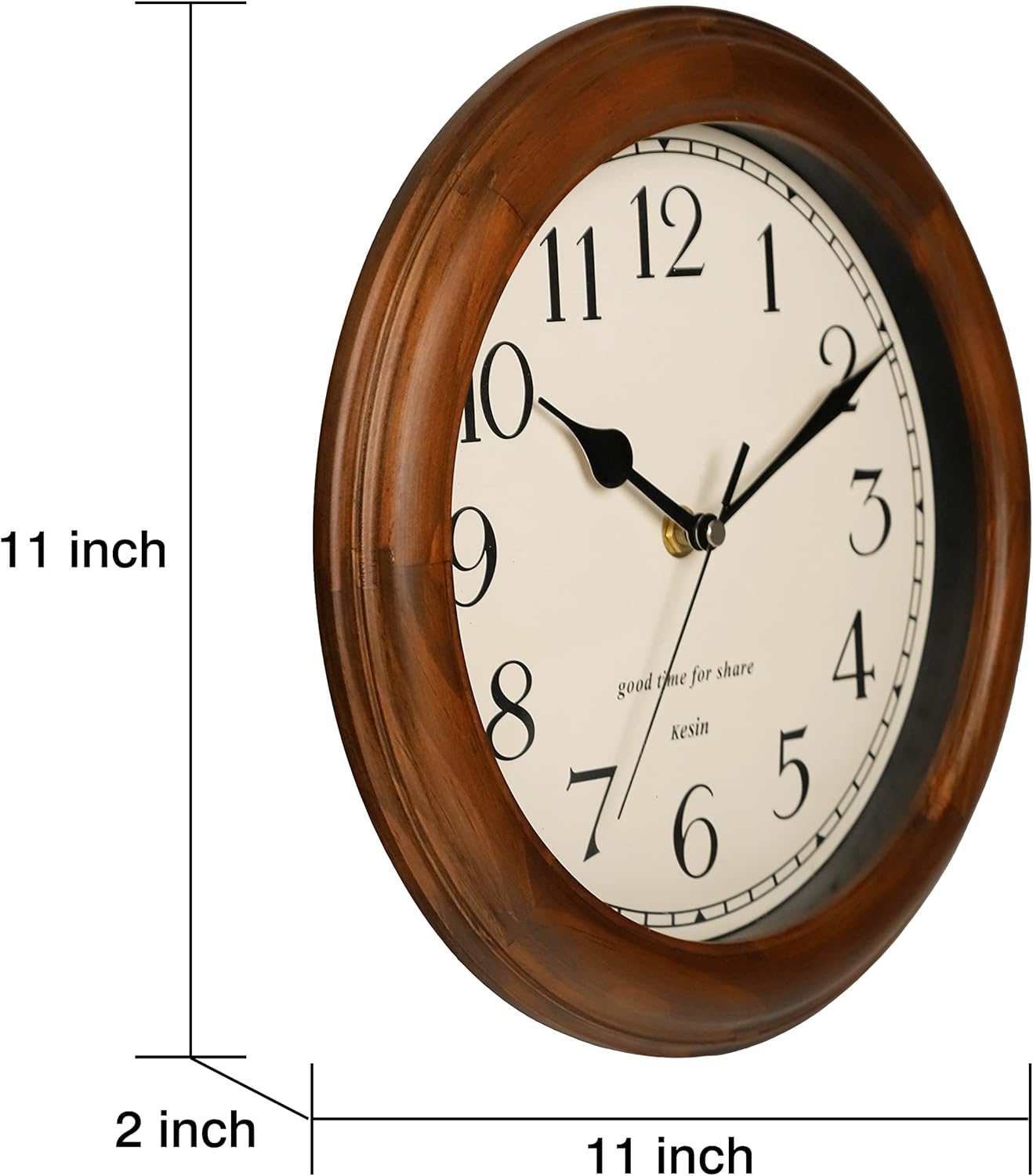 Zimonto - Wooden Wall Clock with Retro Design, 11 Inches Round Wall Clock Battery Operated Silent Non-Ticking, Big Arabic Numerals, for Kitchen Living Room Classroom Gym and Pool, Brown Import Single ASIN Import Multiple ASIN ×Product customization Wall Clocks