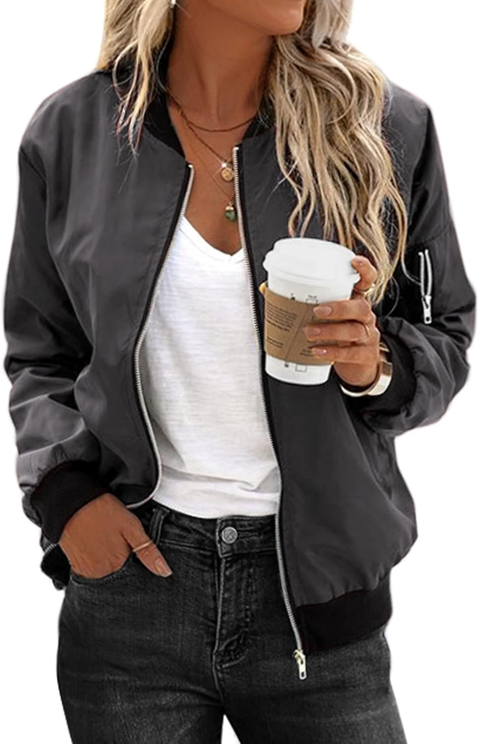 Zimonto - Zeagoo Women's Bomber Jacket Casual Coat Zip Up Outerwear Windbreaker with Pockets S-XXL Import Single ASIN Import Multiple ASIN ×Product customization General Description Gallery Reviews Variations Additional details Product Ta Casual Jackets