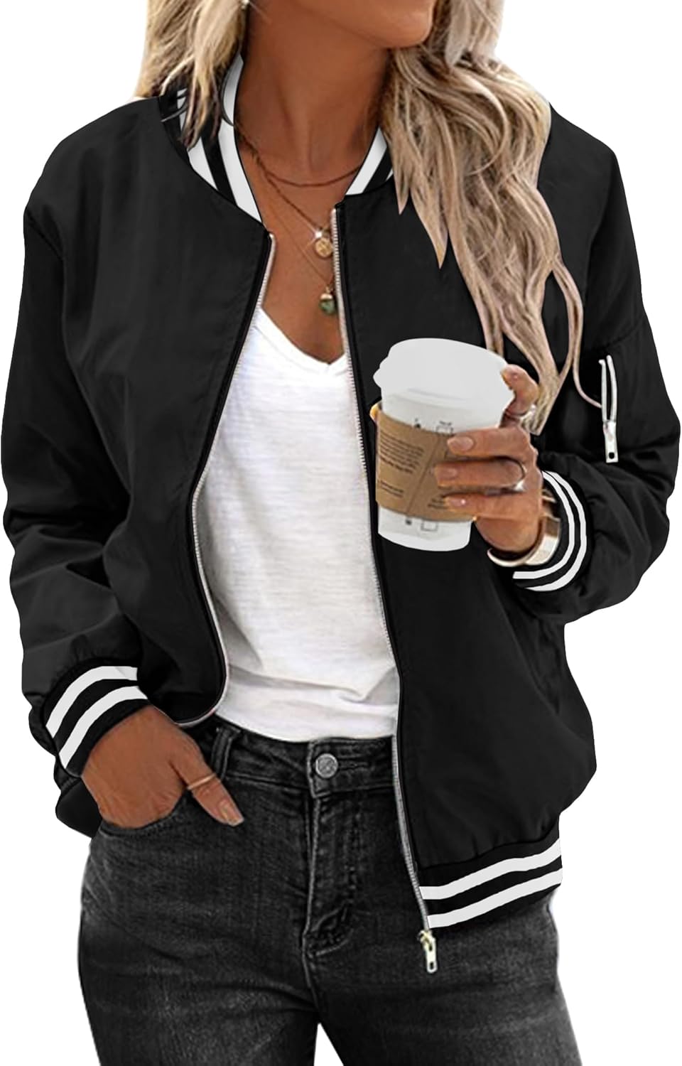 Zimonto - Zeagoo Women's Bomber Jacket Casual Coat Zip Up Outerwear Windbreaker with Pockets S-XXL Import Single ASIN Import Multiple ASIN ×Product customization General Description Gallery Reviews Variations Additional details Product Ta Casual Jackets