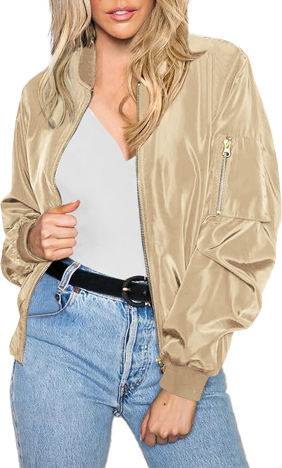 Zimonto - Zeagoo Women's Bomber Jacket Casual Coat Zip Up Outerwear Windbreaker with Pockets S-XXL Import Single ASIN Import Multiple ASIN ×Product customization General Description Gallery Reviews Variations Additional details Product Ta Casual Jackets