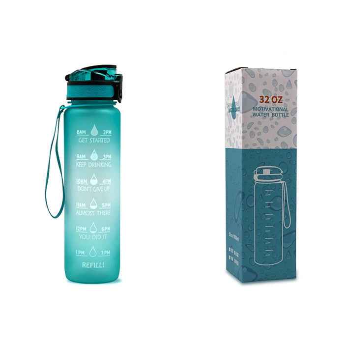 1L Motivational Tritan Water Bottle With Time Markers & Leakproof Design For Fitness & Sports