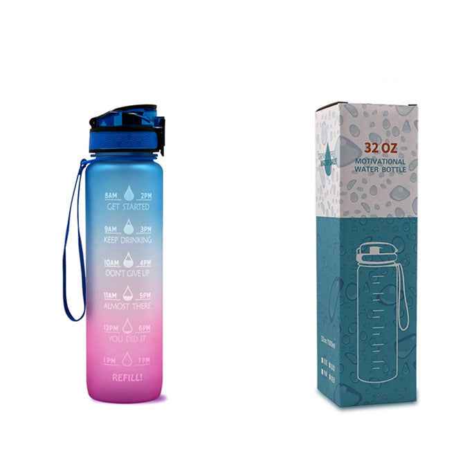 1L Motivational Tritan Water Bottle With Time Markers & Leakproof Design For Fitness & Sports